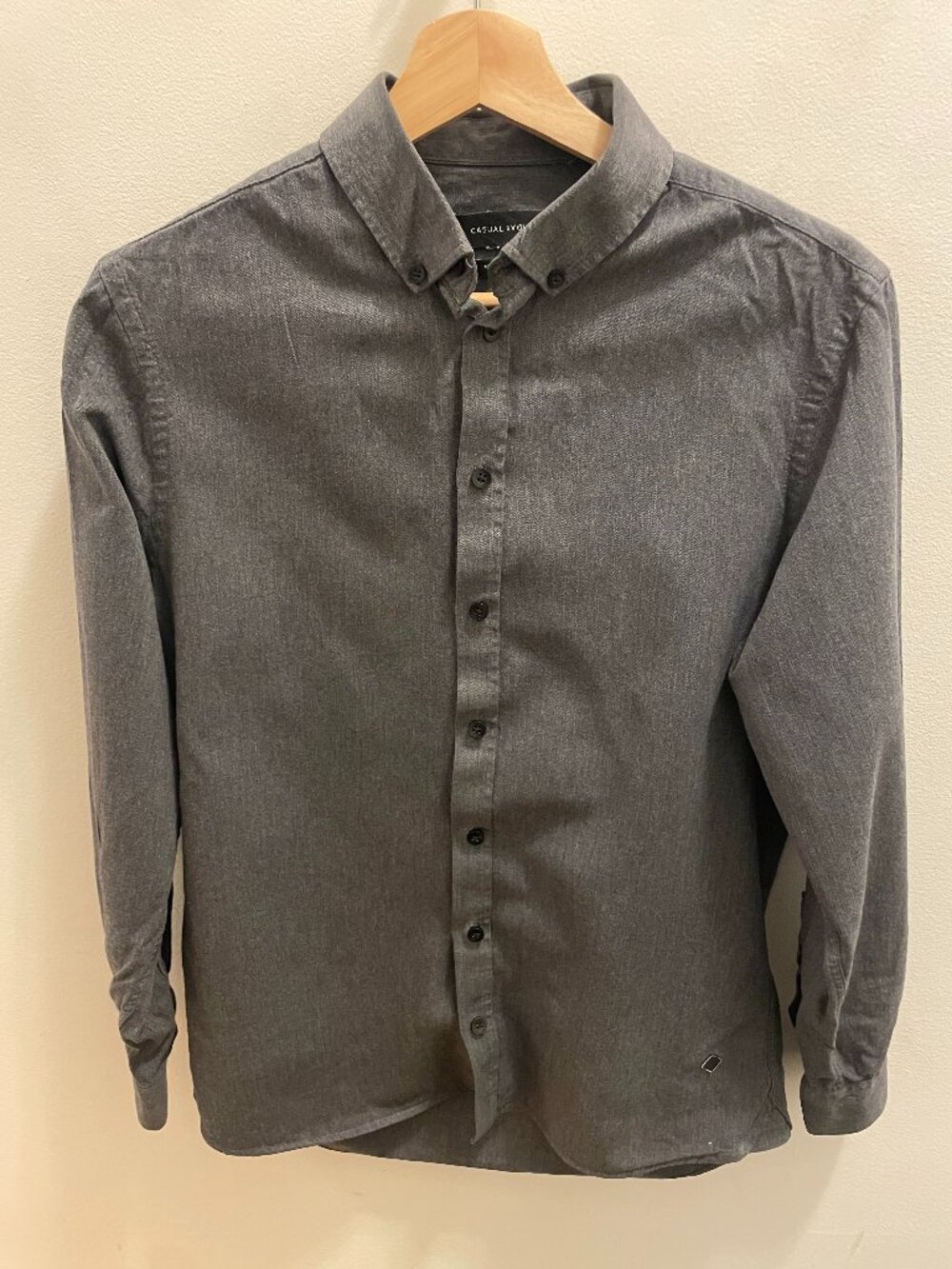 Casual Friday Charcoal Grey Herringbone Shirt
